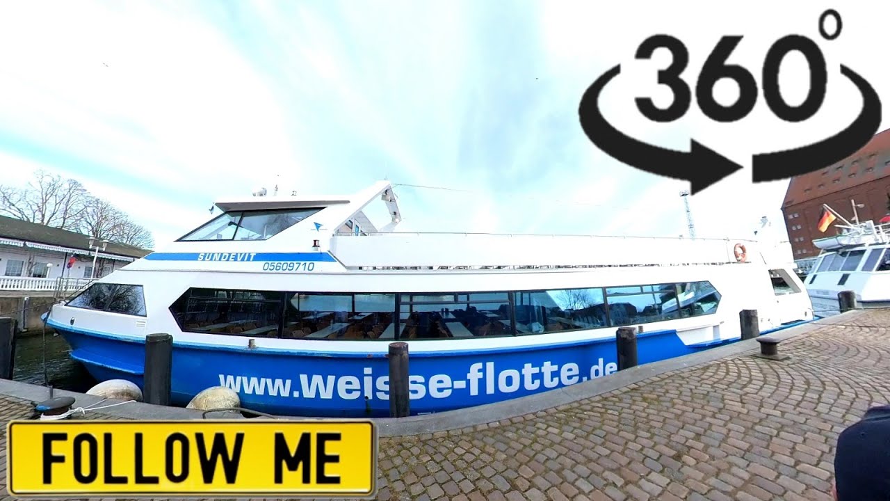 Weisse Flotte an der Hafeninsel - Stralsund Street View - 360 Grad