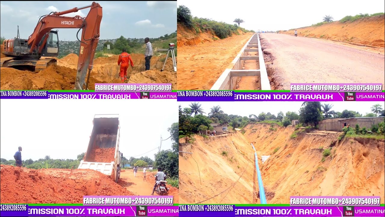 100%TRAVAUX NDJILI BRASSERIE CECOMAF  VERS KIMBASEKE CIMETIÈRE DOKOLO AVANCEMENT DE TRAVAUX ÉROSION