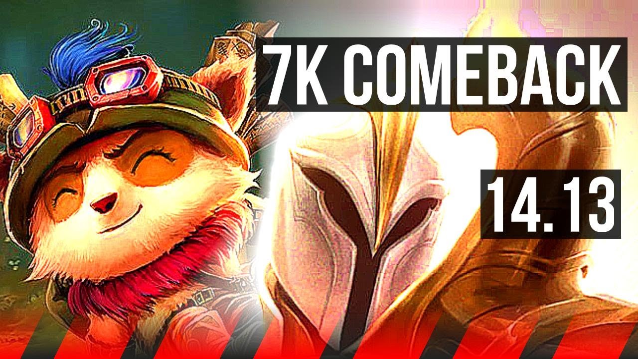 TEEMO vs KAYLE (TOP) | 7k comeback, 62k DMG, Rank 10 Teemo | EUNE Master | 14.13