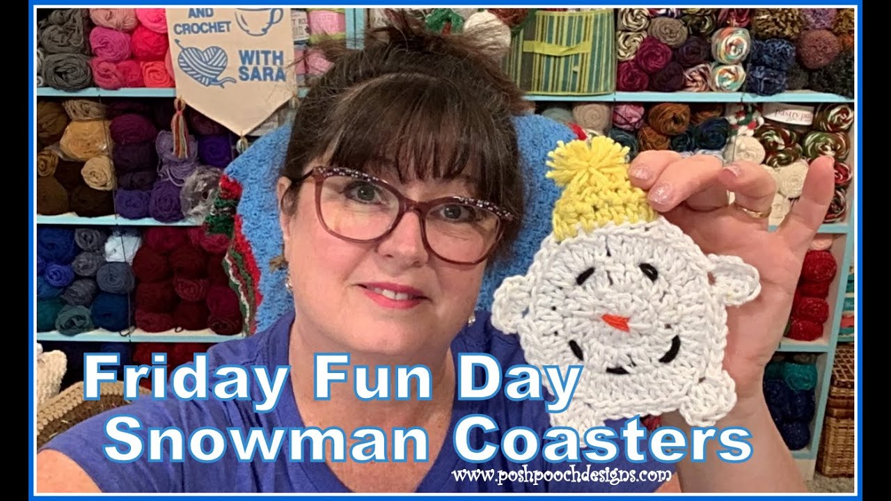 Friday Fun Day  - Snowman Coasters Crochet Pattern #crochet #crochetvideos