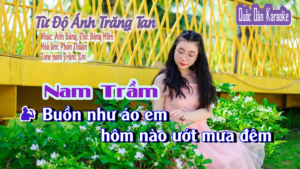 Karaoke Từ Độ Ánh Trăng Tan | Rumba | Tone Nam Trầm (Gm,Tp:95) | Quốc Dân Karaoke