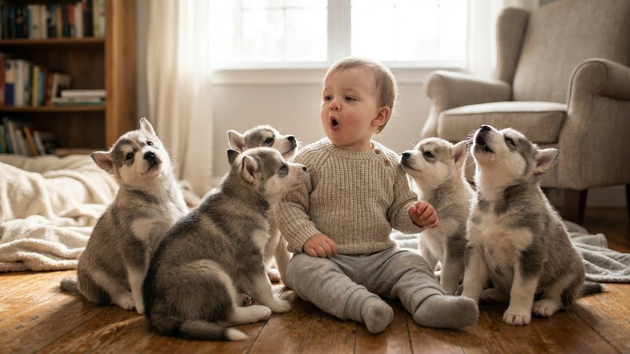 Babies Talking With Husky Puppies 🐶👶 | The Cutest Back-and-Forth Ever