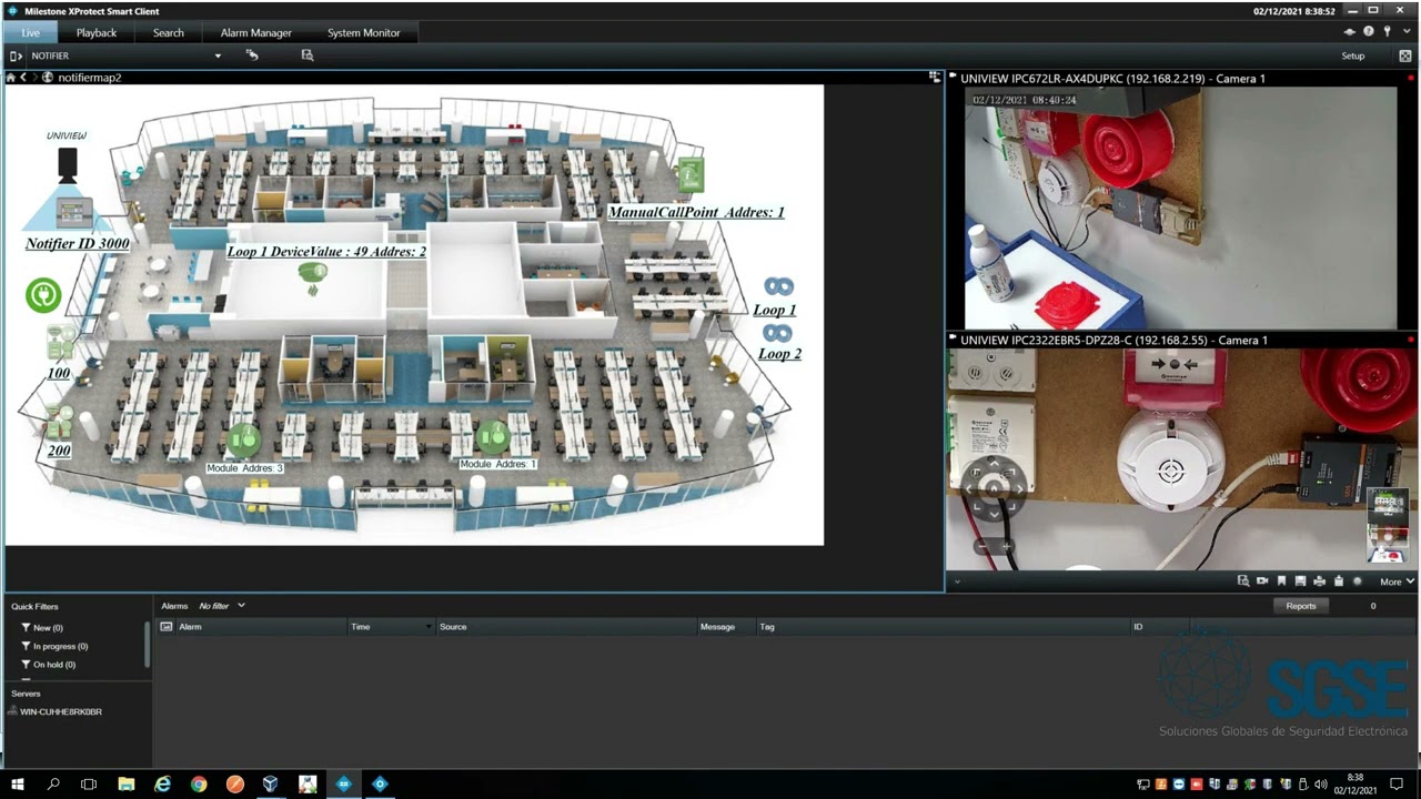 Notifier ID3000 panels integration plugin into Milestone - Demostration