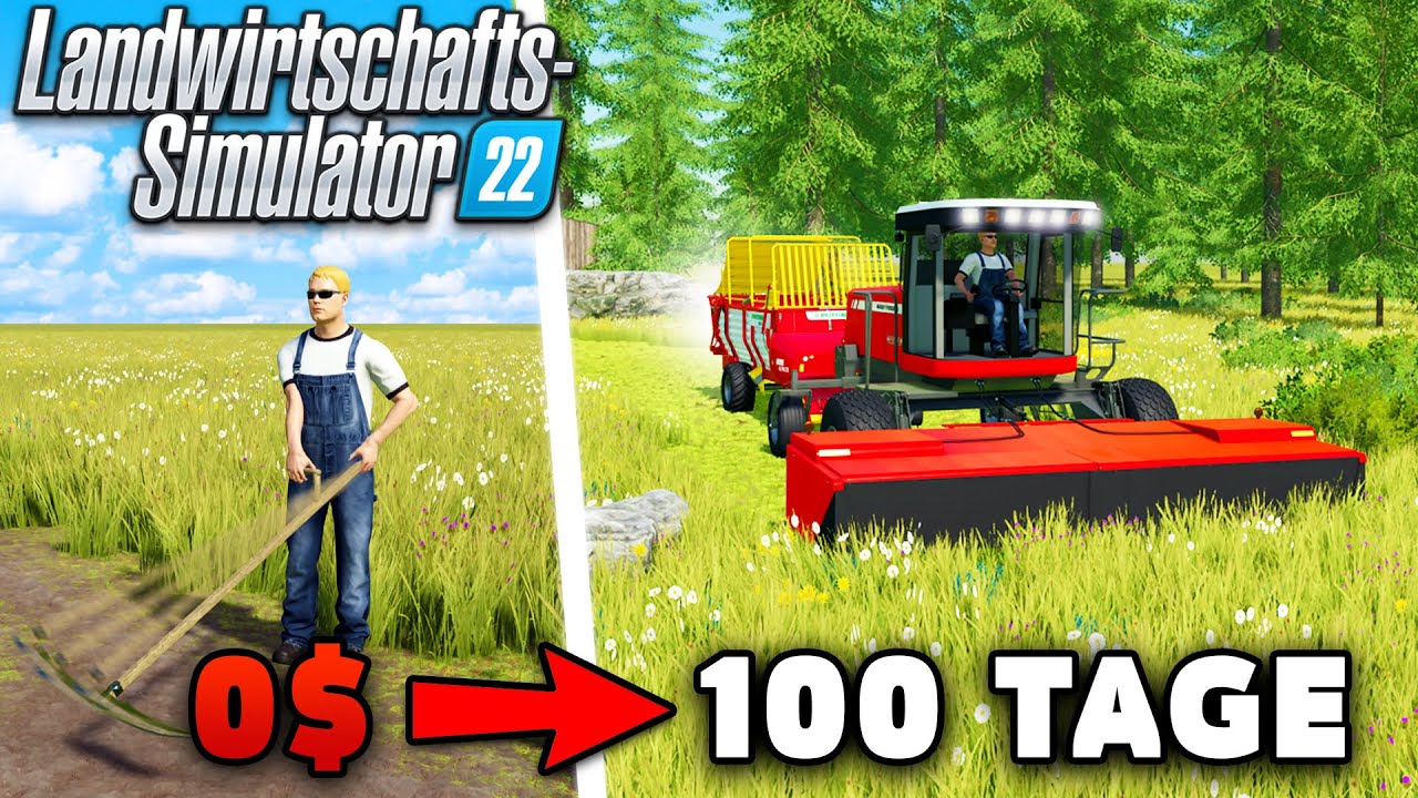 &Uuml;BERLEBE 100 Tage auf einer FLACHEN KARTE! Hier ist, was passiert ist.. Landwirtschafts-Simulator 22