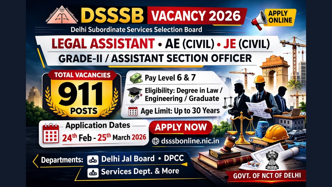 DSSSB Junior Engineer & Assistant Section Officer Recruitment 2026 | New Vacancy Alert!