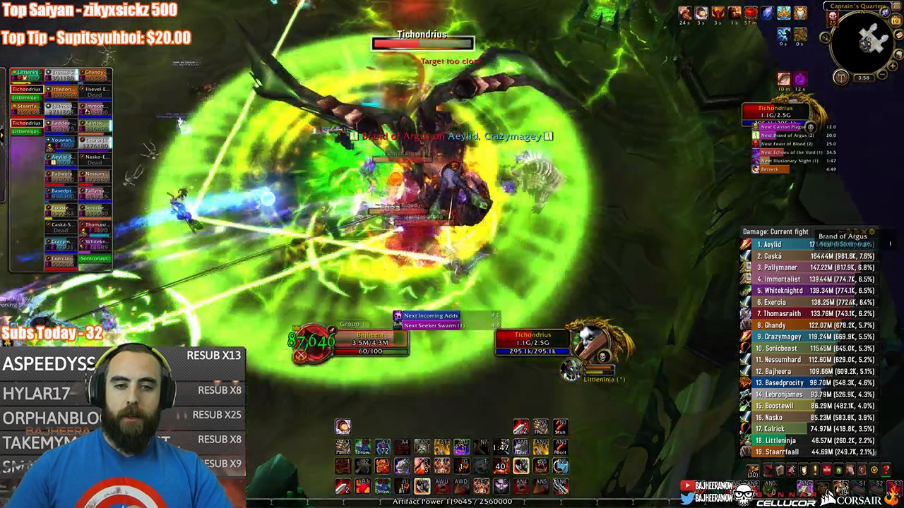Bajheera - HEROIC TICHONDRIUS: Nighthold - WoW Legion Fury Warrior PvE