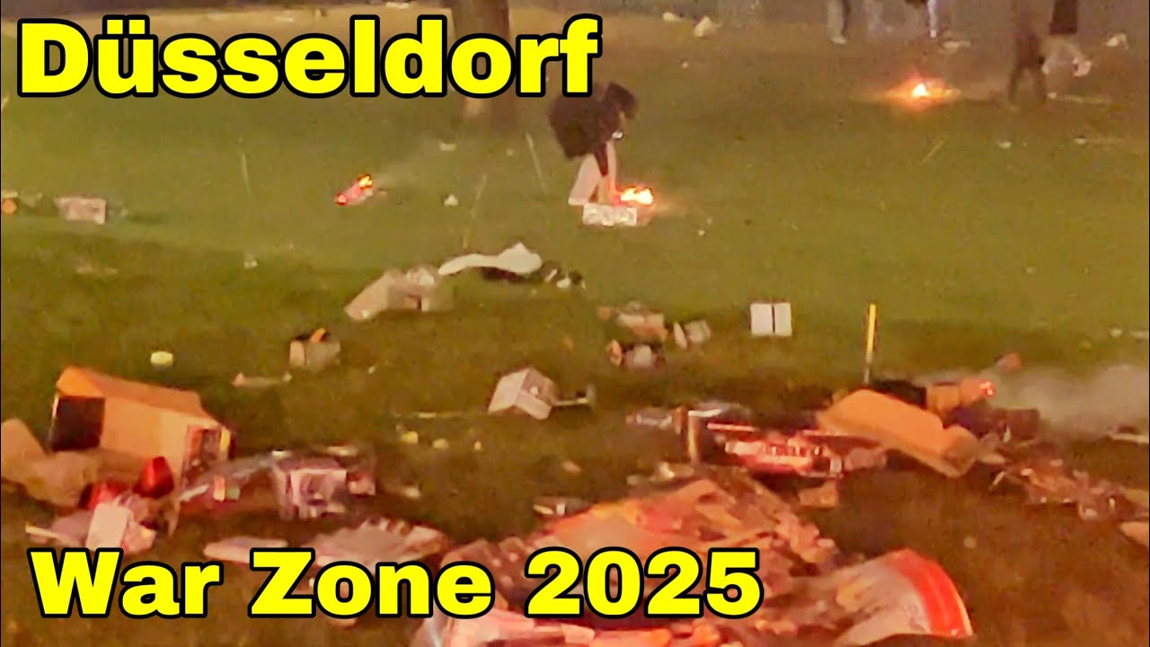 Duesseldorf Rhine Ufer looked like a War Zone after New Years Firewoks 2025