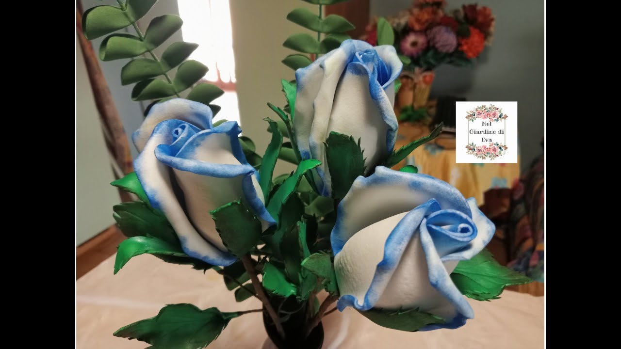 🤍💙 Bocciolo di rosa bianca e blu #diy #gommaeva #fommy #gommacrepla
