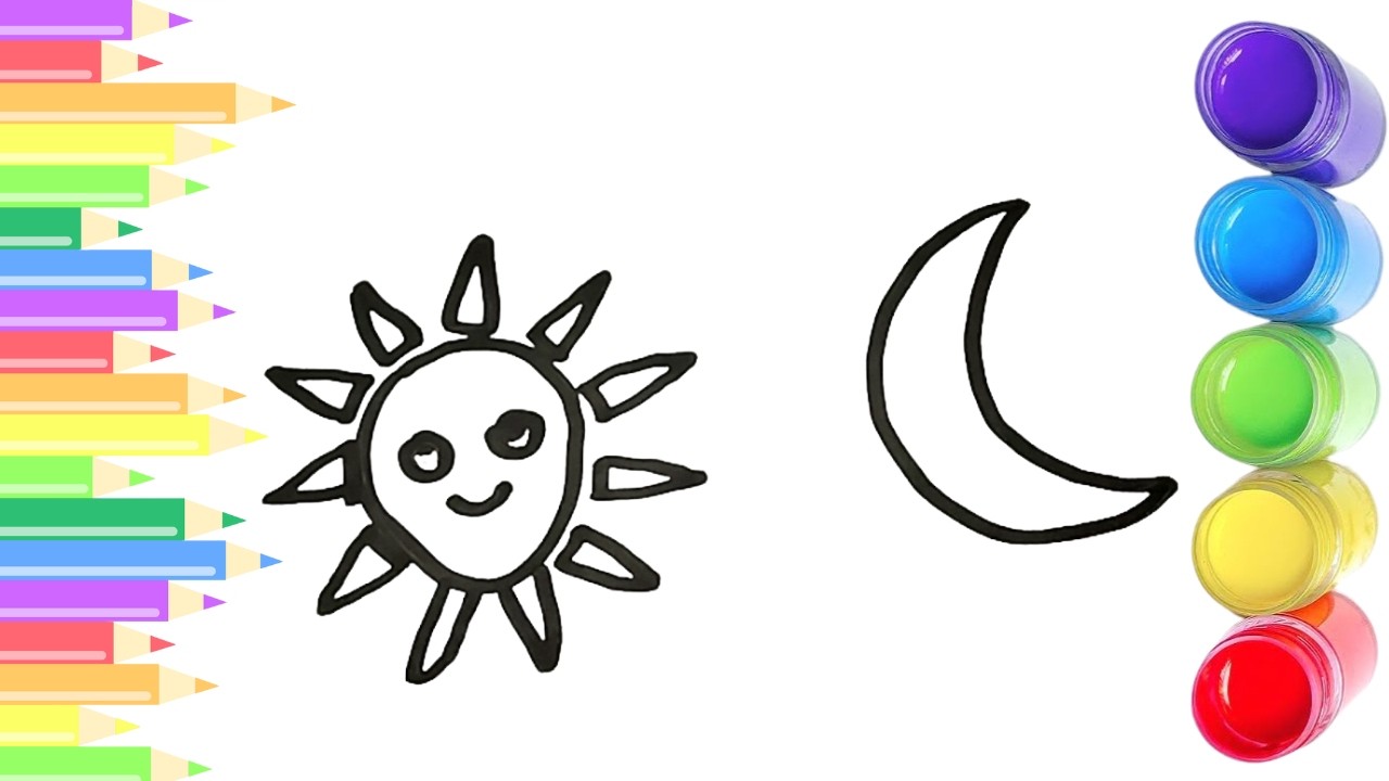 How To Draw cute Sun Drawing, Painting & Coloring For Kids and Toddlers_ Child Art 🐋🌈🎨