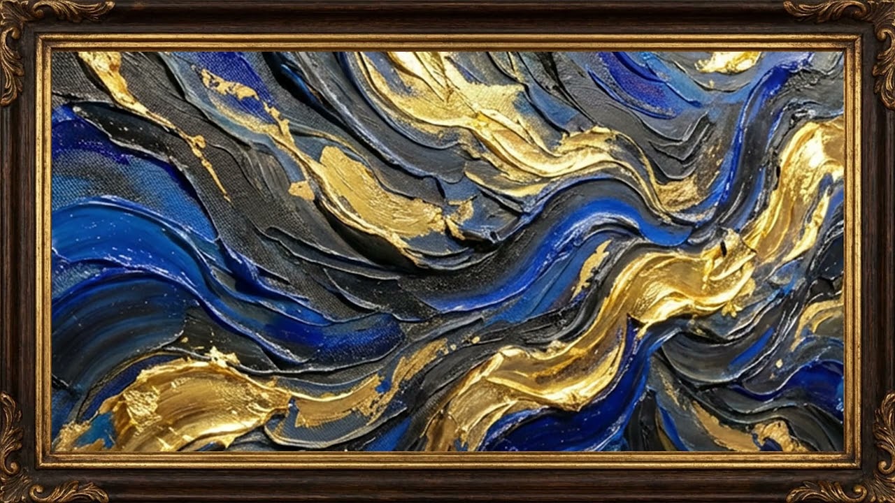 Royal Blue & Liquid Gold | 4K Luxury Frame TV Art Display