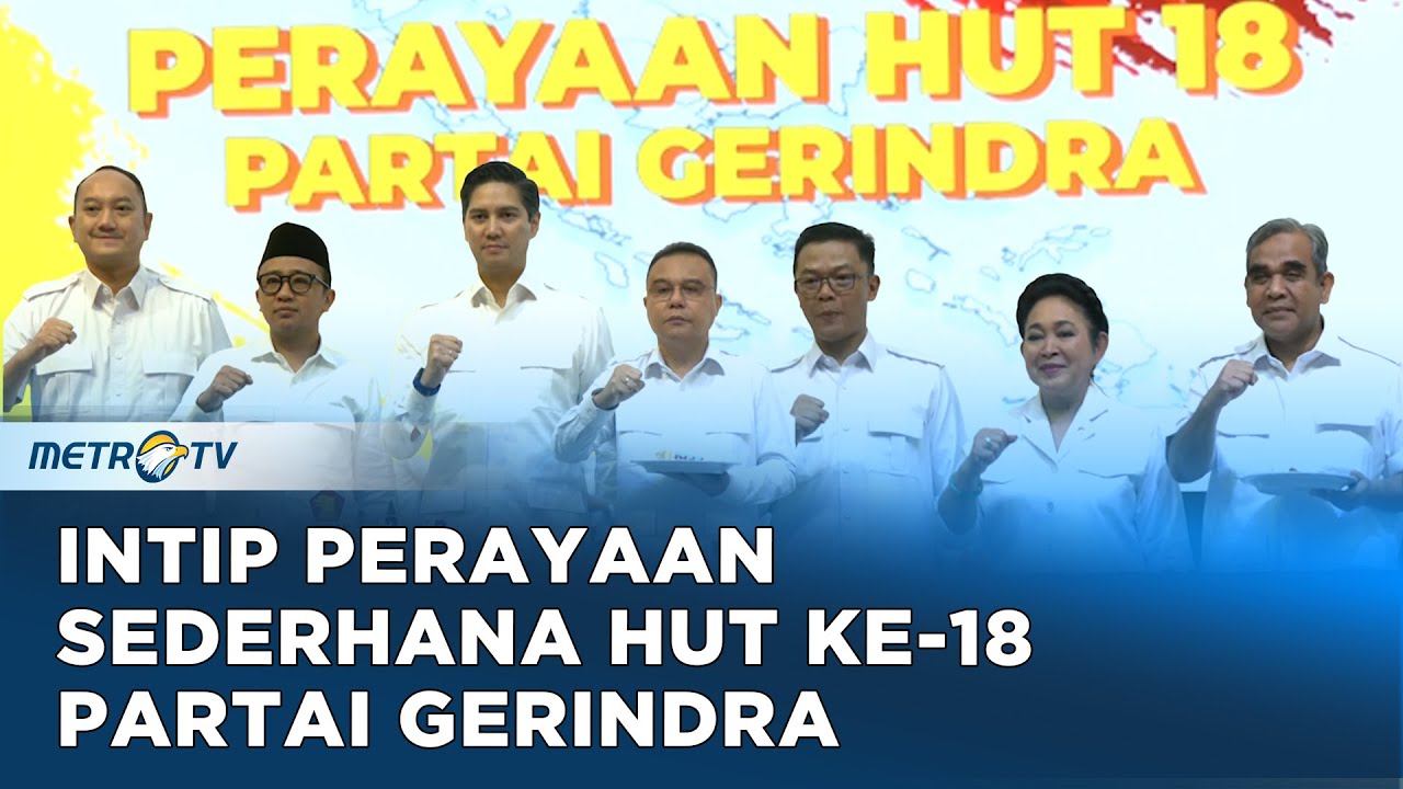 Momen Pemotongan Tumpeng di HUT ke-18 Partai Gerindra