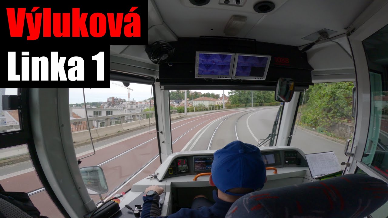 VÝLUKOVÁ Linka 1 Brno -- Řečkovice - Bystrc, Ečerova [Vario LF2R.E+LFR.E] [Tram Cab View]