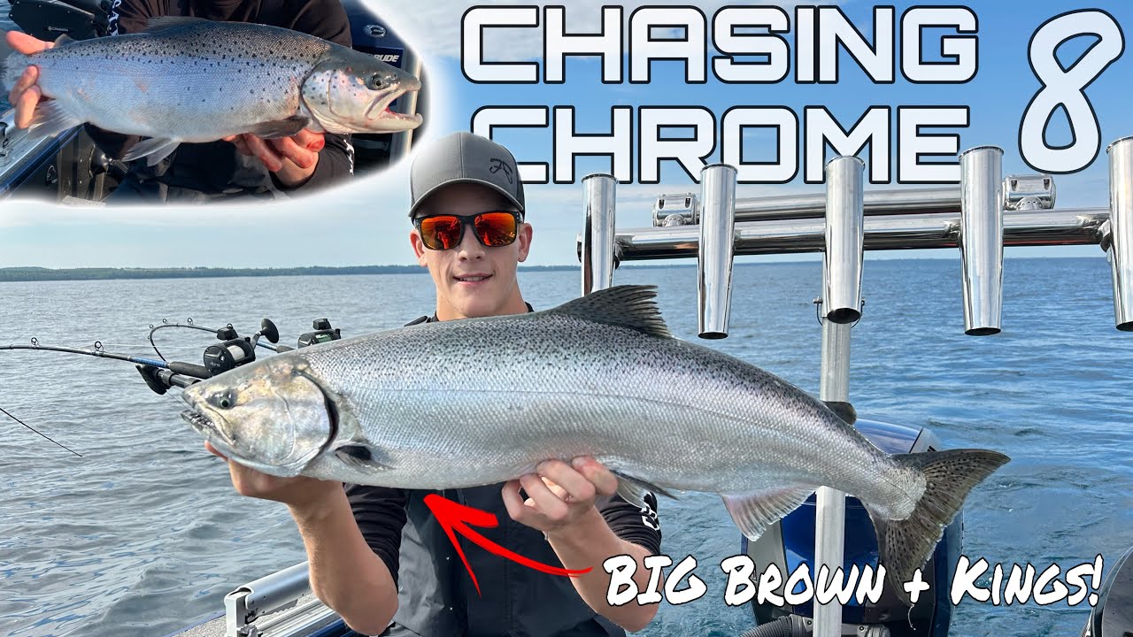 Trolling for King Salmon on Lake Huron! (+ BONUS Brown) (Chasing Chrome Ep.8)
