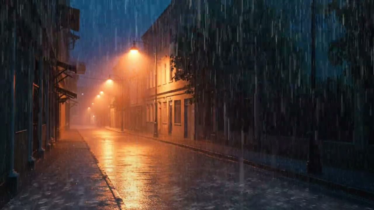 City Rain Ambience at Night | Cozy Street Sounds for Sleep, Study & Relaxation 🌧️