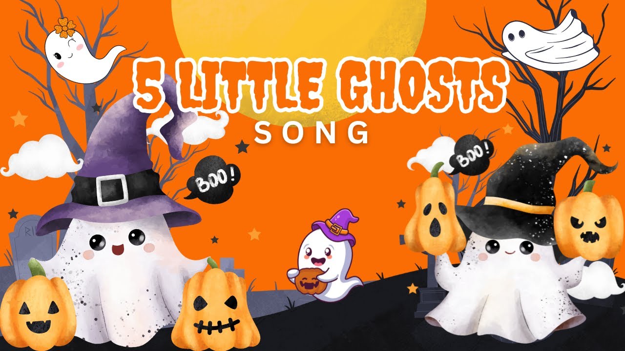 👻 Five Little Ghosts Song | Fun Halloween Counting Song for Kids 🎃