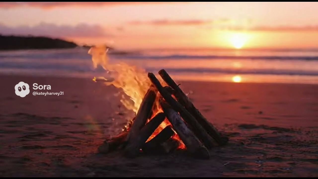 30 MIN MIX BY THE FIRE LO-FI HIP HOP BEATS REGGAE RELAX  SUNSET FIRE ON THE BEACH