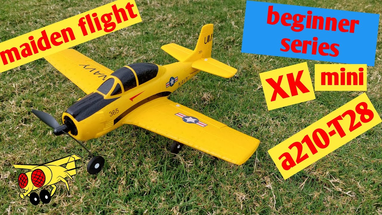 XK A210 Trojan 380mm Maiden flight x2 Beginner RC plane RTF 4ch 6-Axis Gyro EPP Wltoys T28 airplane