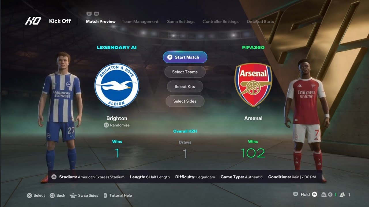 EA SPORTS FC 26 | Legendary | Premier League | Brighton v Arsenal | American Express Stadium