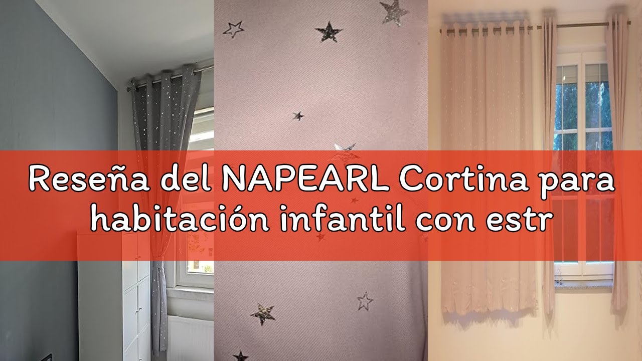 Reseña del NAPEARL Cortina para habitación infantil con estrellas plateadas, 2 unidades de cortinas