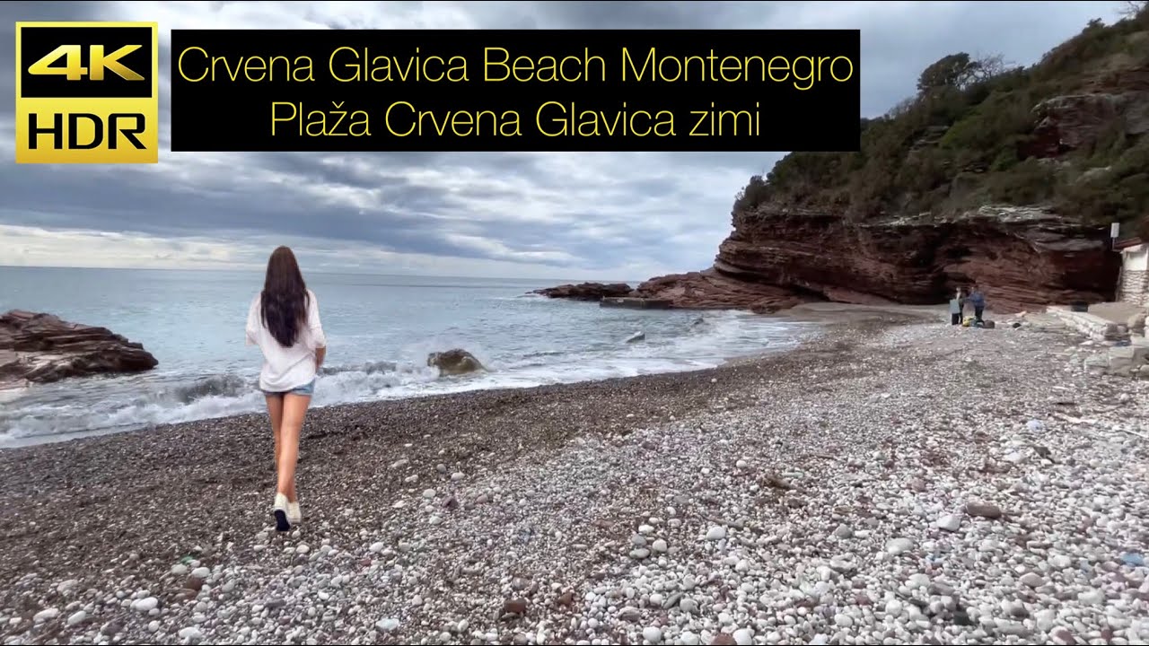 Crvena Glavica Beach Montenegro Crna Gora March 2023 - Plaža Crvena Glavica zimi