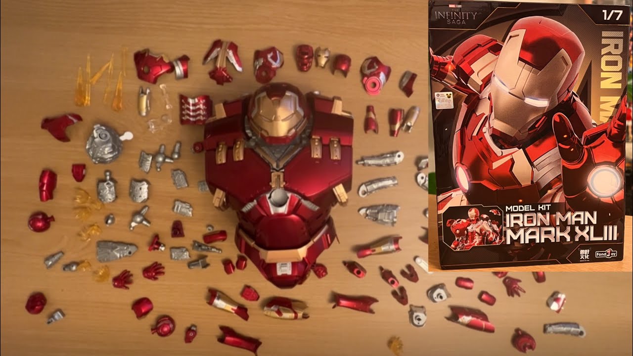 Fast build FondJoy Iron Man 1/7 scale model kit MK43 w/ MK44 Hulkbuster