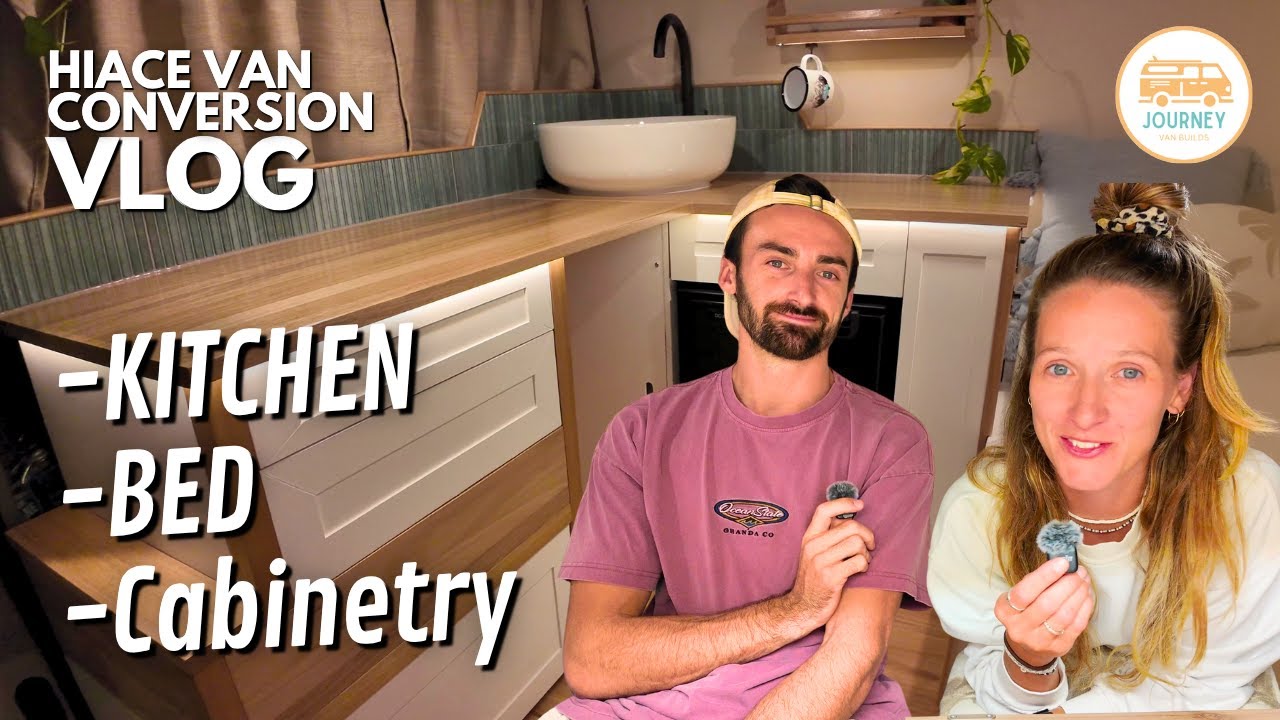 Van Conversion VLOG - Building the Bed, Kitchen & Storage in Mel's Hiace Campervan