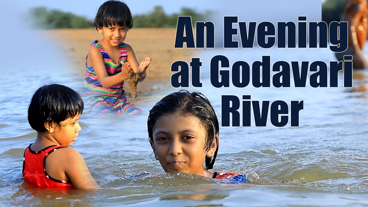 An evening at Godavari river 💦 🌊 || Dhanya, Nithya & Prasastha || Family time 🏖⚽️