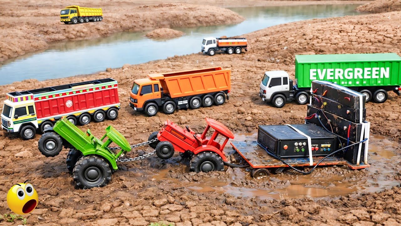 Tata BharatBenz Volvo Ashok Leyland  Mahindra Truck DJ Tractor Trolley Loading Pulling Out Tractor ?