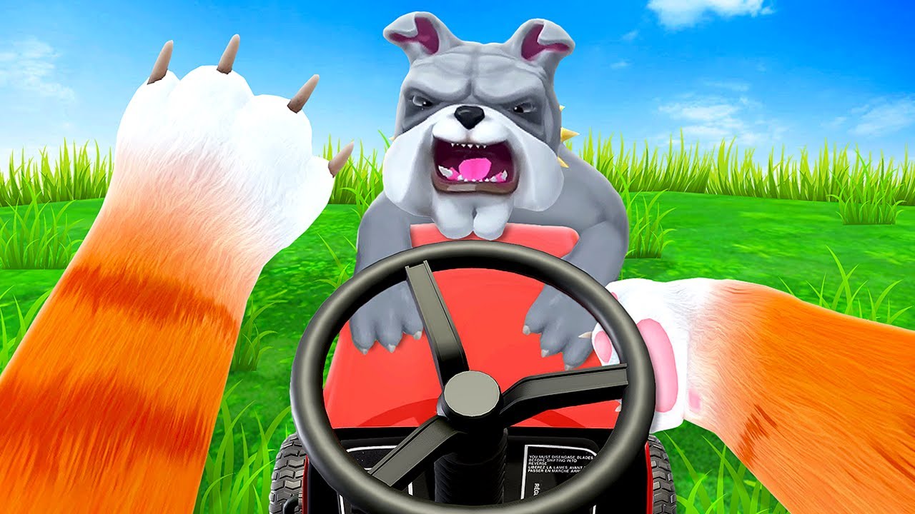 Driving a LAWNMOWER Over the Dog - I Am Cat VR (Full Release)