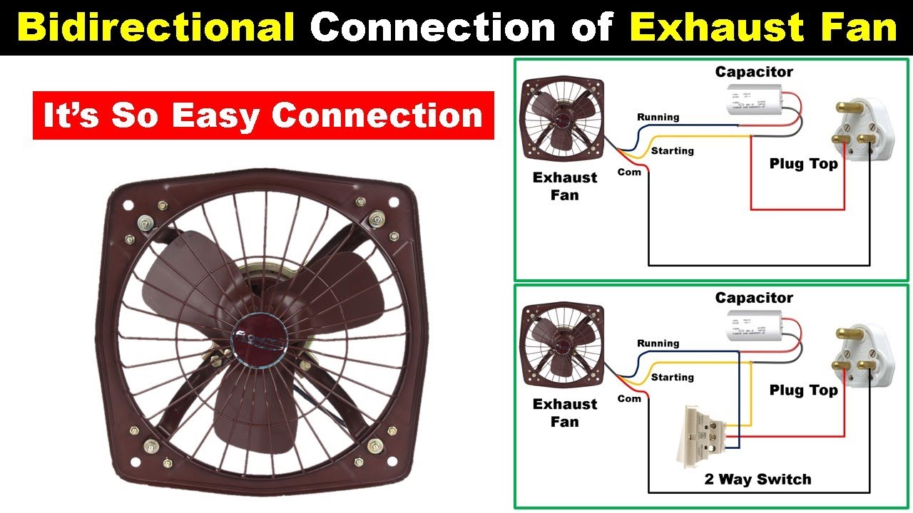 Reversible Exhaust Fan connection With Two way Switch | 3 wire Exhaust Fan | electrical technician