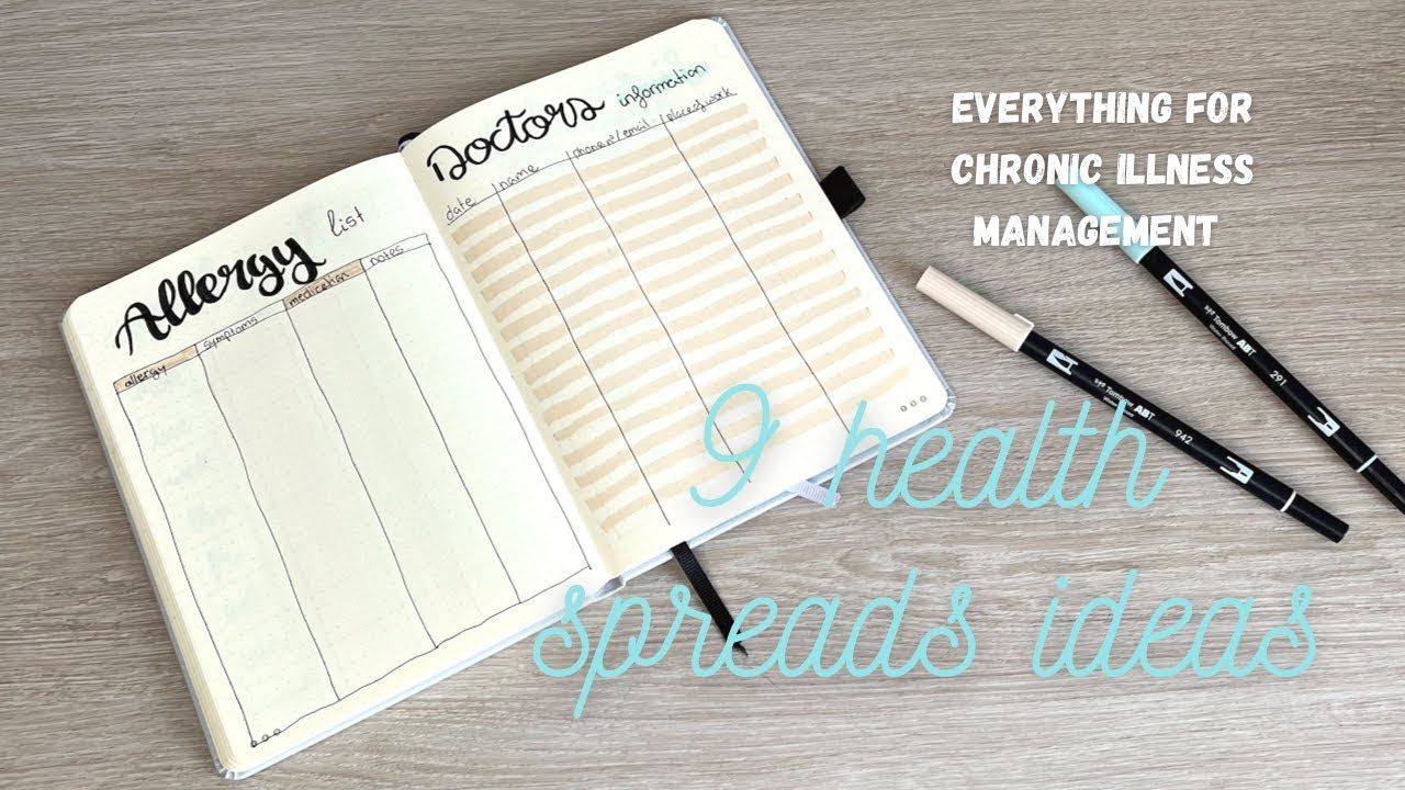 9 bullet journal pages ideas for chronic illness and health !!