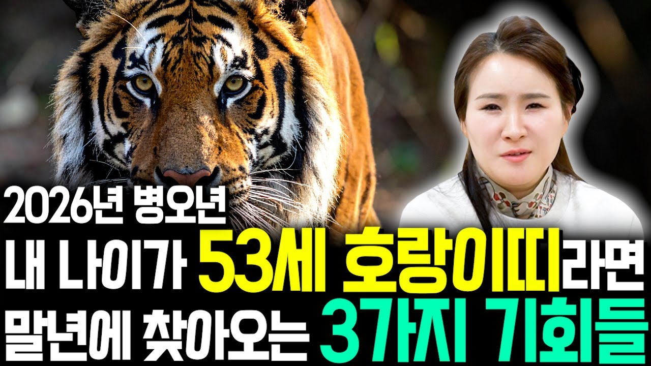 ⭐2026년 1974년생 53세 호랑이띠운세⭐53년만에 엄청난 천운과 함께 귀인이 찾아온다!! 말년에 금전,귀인,문서운까지 다 들어와 초대박나는 74년생 53세 호랑이띠 평생운세