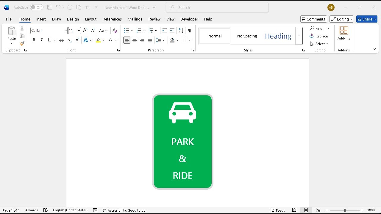 How to create park and ride sign in word