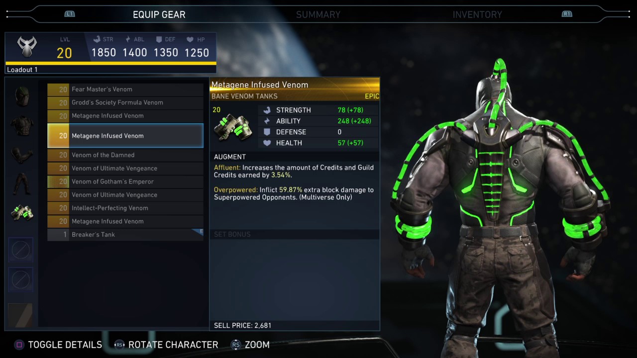 Injustice 2 - Bane Epic Gear Showcase/ Special Moves