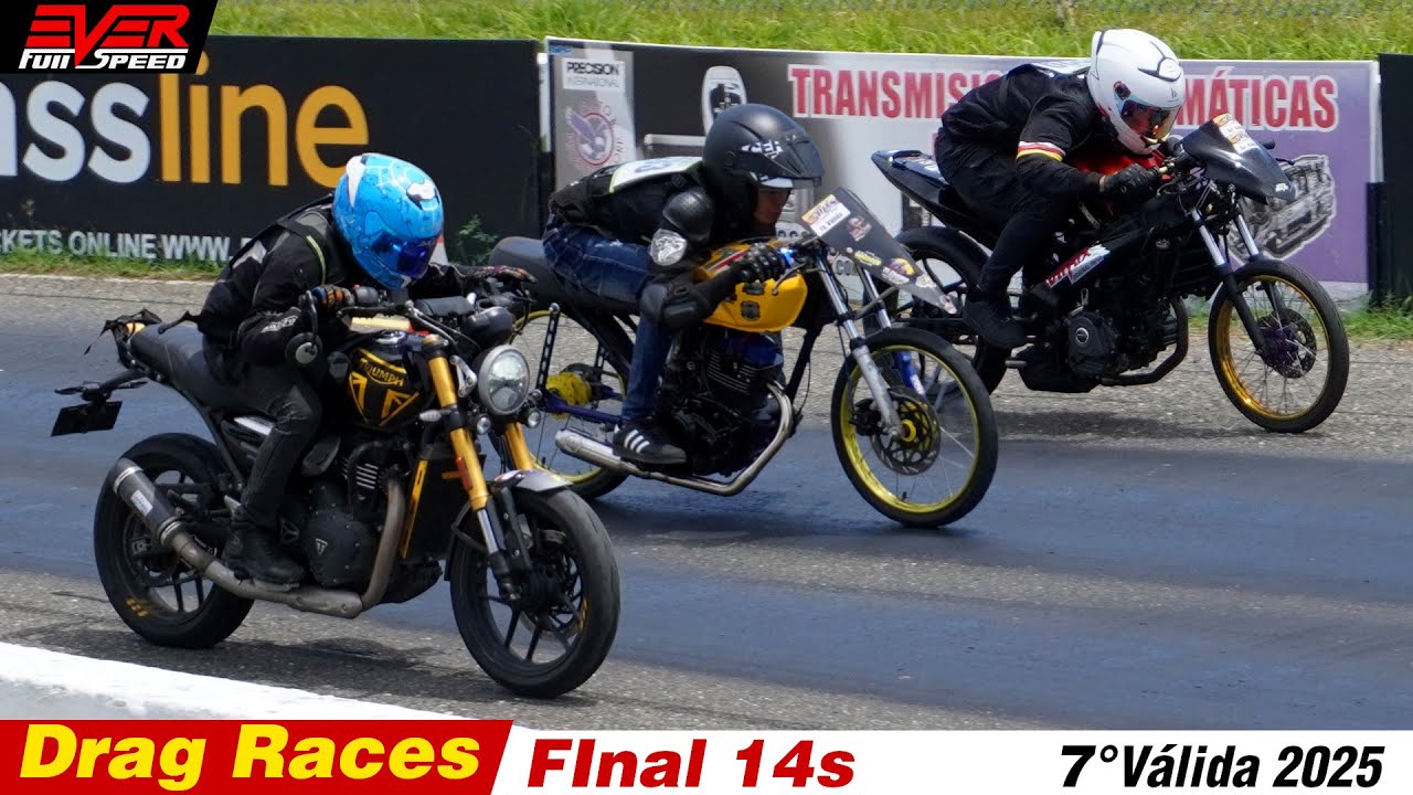 DRAG RACES: Triumph Speed 400 🆚 Pulsar NS200 🆚 AKT NKD 🔥 14s 7 Válida Piques Barranquilla 2025