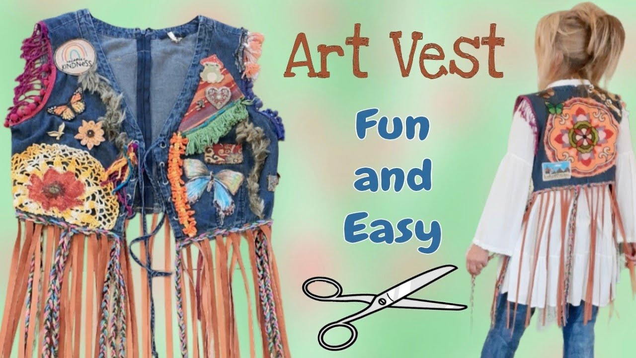 How To Make An Upcycled Collage Fringe Vest