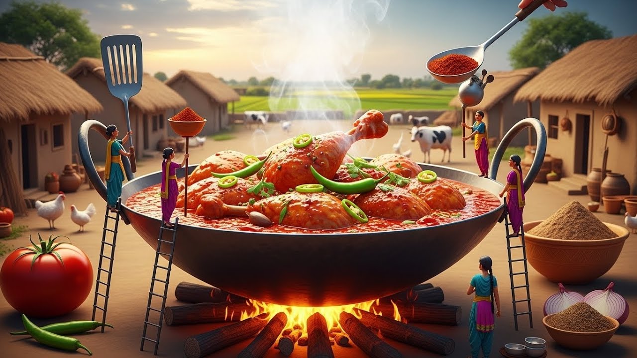 “😋 Giant Chicken Karahi in Punjabi Village! 🍗🔥  Episode 9:  Giant Chicken Karahi Challenge!”