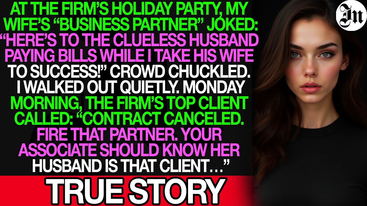 AT THE FIRM’S HOLIDAY PARTY, MY WIFE’S “BUSINESS PARTNER” JOKED: “HERE’S TO THE CLUELESS HUSBAND