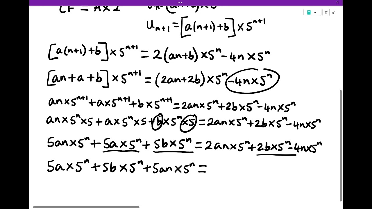 OCR Further Maths A-Level Additional Pure: Solving Non Homogeneous Recurrence Relations 3  (Harder)