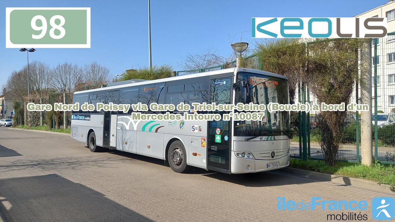 [Ligne 98 KEOLIS Seine Oise Est] Mercedes Intouro n°10087 - Gare Nord de Poissy via Triel-sur-Seine