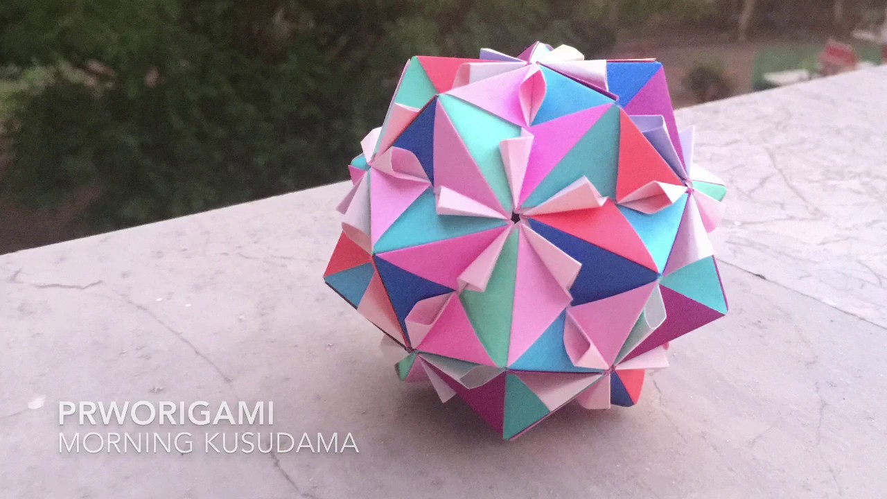 Morning Kusudama - PrwOrigami Folding Tutorial 【くす玉・折り紙】