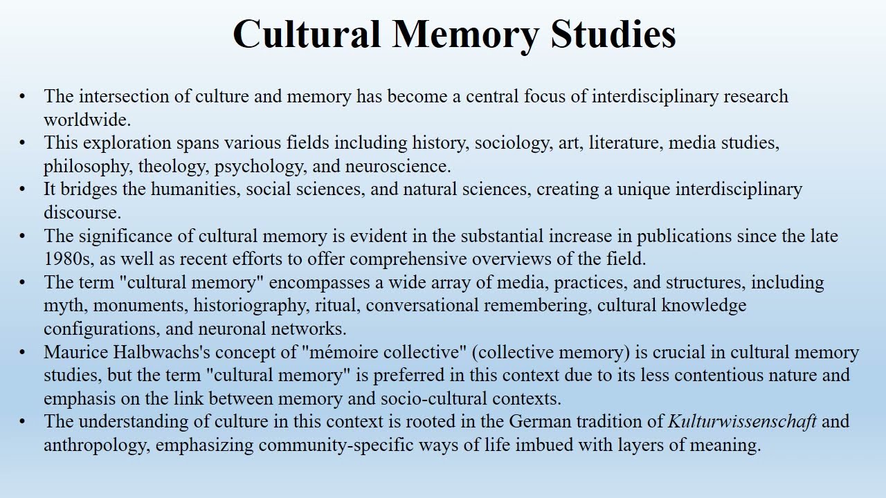 Cultural Memory Studies (Introduction)