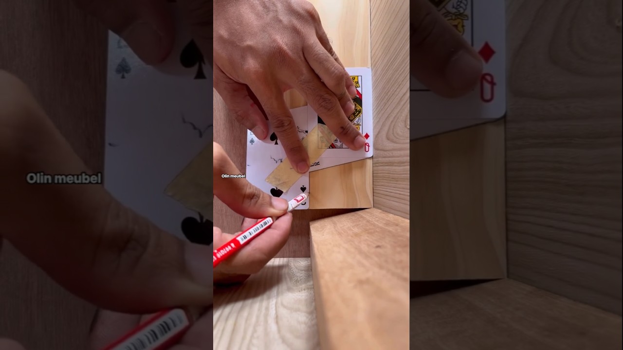 How to measure the position of wooden corner with cards easily #diy #woodworking  #tips #ideas #art