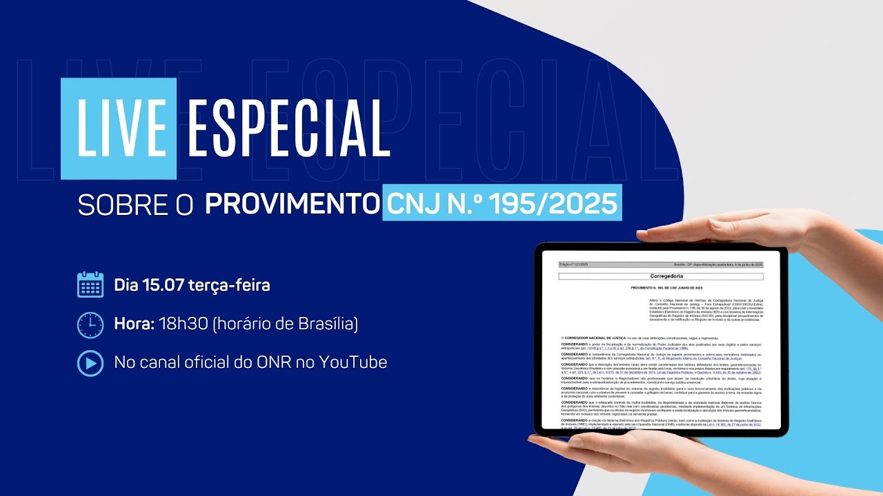 LIVE ESPECIAL SOBRE O PROVIMENTO CNJ N.º 195/2025
