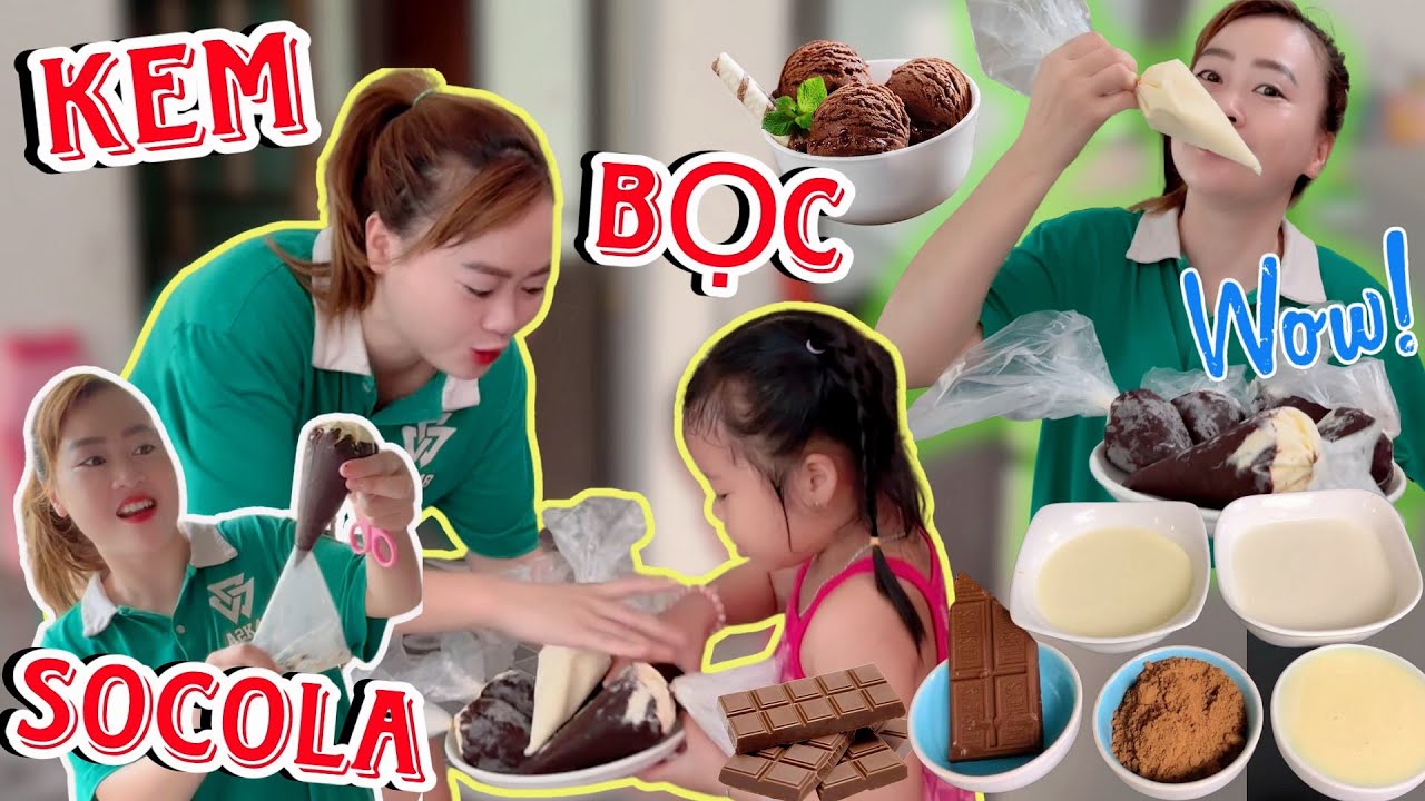 Mẹ Hà Hà Hí Và Em Mint Vy Làm Kem Ốc Quế Bọc Socola Hot Hít Tại Nhà