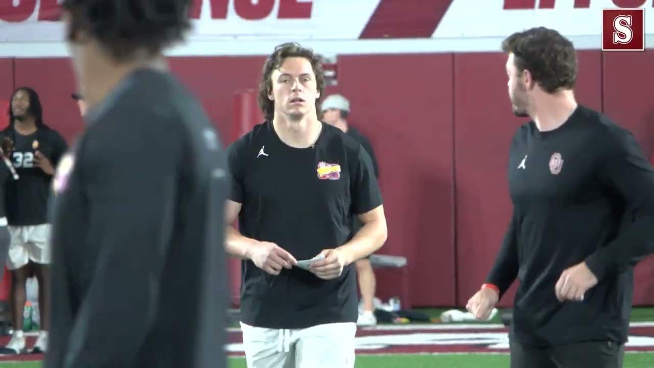 HIGHLIGHTS: John Mateer throws to WRs, TE at OU Pro Day