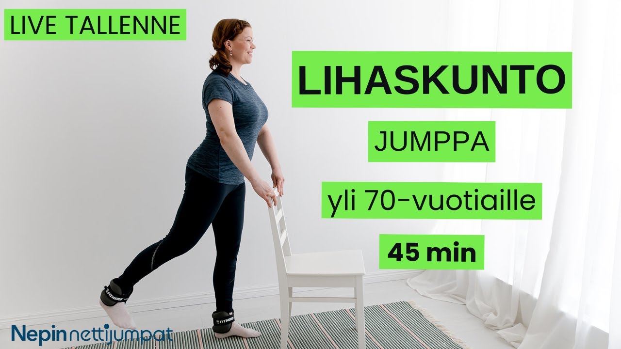 Lihaskuntojumppa yli 70-vuotiaille - harjoittelua seisten ja istuen | 45min