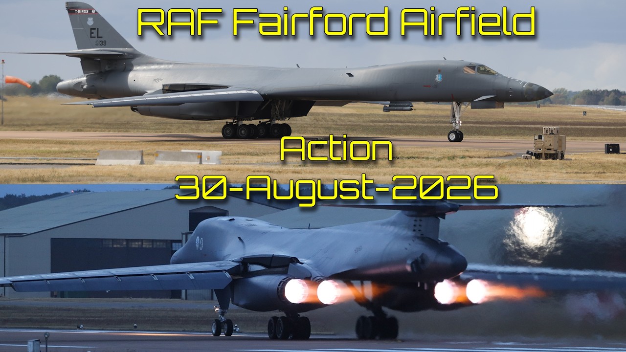 RAF Fairford 30 Aug 2026 | B-1B Lancers Day time and Dusk Takeoffs/Landings &bull; Stunning Afterburners!