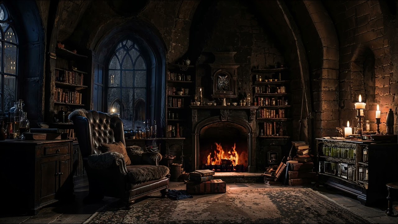 Snape's Chamber with Fireplace & Thunder
