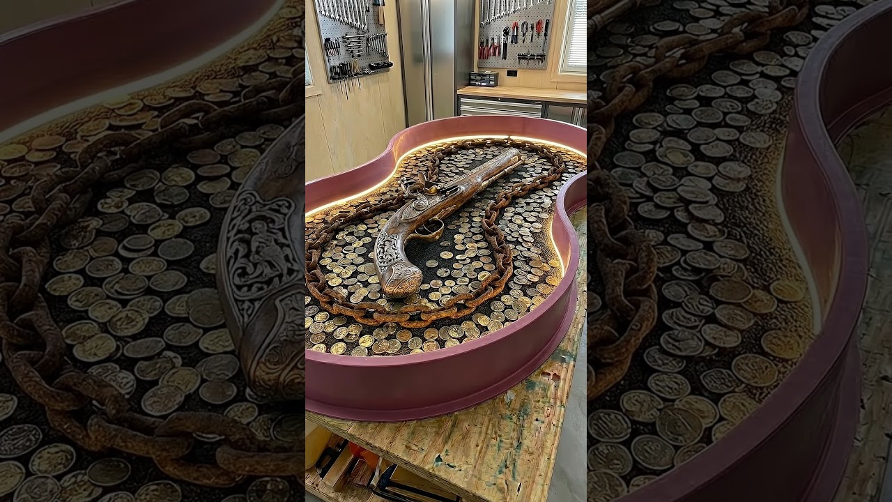 Epic Epoxy Resin Table Build: Coins & Antique Gun Reveal! 🔫🪙